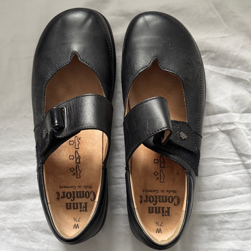 Finn Comfort Black Leather Finnamic Mary Janes